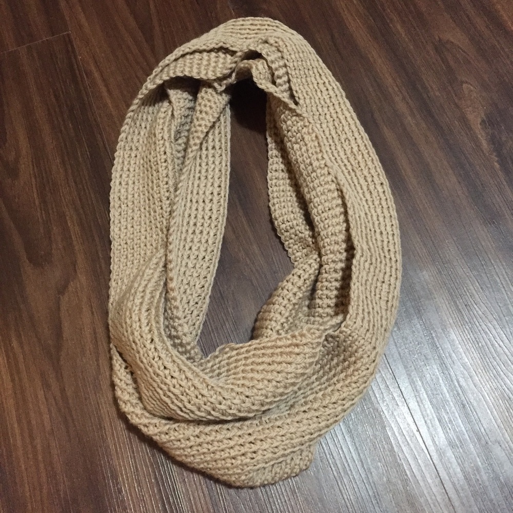 Handmade Wool Infinity Scarf Tan Color-Brand New!
